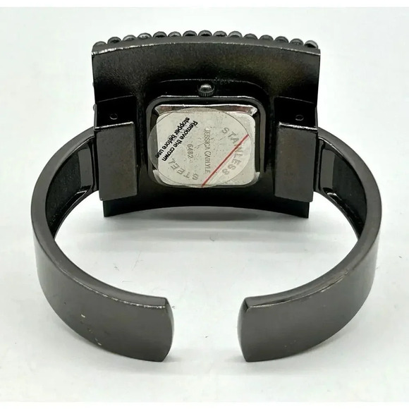 Jessica Carlyle Wrist Watch Square Black Faux Diamonds 6482 - Picture 8 of 9